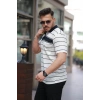 Erkek Yakalı çizgili Kısa Kollu Tshirt