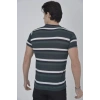 Erkek Yakalı lim Fit Dokuma Çizgili Thirt  Haki