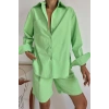 Fıstık Yeşili Önü Cepli Gömlek Ve Şort Takım