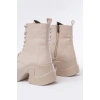 FZ-2550 Bej Yüksek Tabanlı Bağcıklı Fermuarlı Günlük Kadın Bot