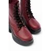 FZ-2550 Bordo Yüksek Tabanlı Bağcıklı Fermuarlı Günlük Kadın Bot
