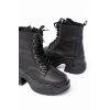 FZ-2550 Siyah Yüksek Tabanlı Bağcıklı Fermuarlı Günlük Kadın Bot