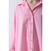 Geniş anşet Detaylı Gömlek  Şeker Pembe