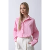Geniş anşet Detaylı Gömlek  Şeker Pembe