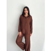 Gömlek Pantolon Ikili Takım  Kahverengi