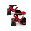 İNF-40450 Kırmızı Rugan Günlük Arkası Açık Topuklu Bayan Ayakkabı