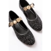 İNF-6363 Siyah Havlu Desenli Baret Tokalı Günlük Bayan Ayakkabı