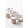K-13 Beyaz Günlük  Topuklu Kadın Sandalet
