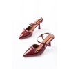 K-6722 Bordo Rugan Toka Detaylı Sivri Burun Kadın Ayakkabı