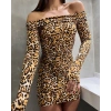Kadın adonna endil Yaka Leopar Desen ini Elbise