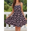 Kadın Askılı çiçek Desenli Süprem Mini Elbise