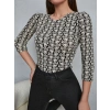 Kadın Baskılı Bisiklet Yaka Bluz