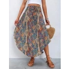 Kadın Beli Lastikli Bağcıklı Asimetrik Kesim Detaylı Desenli Bürümcük Etek