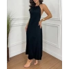 Kadın Boyundan Askılı Halter Kollu Viskon Elbise