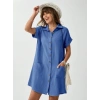 Kadın Cep Detay üslin Kumaş ini Gömlek Elbise