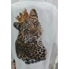 Kadın Leopar Baskılı Taş Işlemeli Jessica Kumaş Gömlek