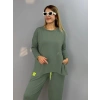 Kadın Iki Iplik Viskon Pamuk Kumaş Arma Detaylı Ikili Takım