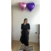 Kadın Kısa Balon Kollu Bisiklet Yaka Kiloş Janjan Krep Elbise