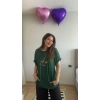 Kadın Kısa Kollu Bisiklet Yaka Cepli Kelebek Baskılı Viskon Elbise