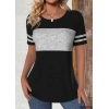 Kadın Kısa Kollu Bisiklet Yaka çift Renkli Viskon Bluz