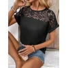 Kadın Kısa Kollu Bisiklet Yaka Dantel Detaylı Viskon Bluz