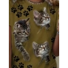 Kadın Kısa Kollu Kedi Ve Pati Baskılı Süprem Tshirt