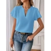 Kadın Kısa Kollu Kelebek Kollu V Yakalı Sandy Bluz