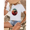 Kadın Kısa Kollu Palmiye Baskılı Viskon Tshirt