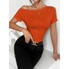 Kadın Kısa Kollu Tek Omuzu Açık Büzgülü Viskon Bluz
