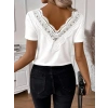 Kadın Kısa Kollu V Yakalı Arkası Dantelli Viskon Bluz