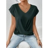Kadın Kısa Kollu V Yakalı önden çapraz Geçmeli Detay Viskon Bluz