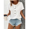 Kadın Kısa Kollu Yakası Açık önden Düğmeli Waffle Bluz