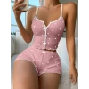 Kadın Pembe Kalpli Askılı Şortlu Pijama Takım 5009