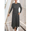 Kadın Siyah Tam Boy Beyaz Puantiyeli Elbise