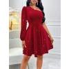 Kadın Tek Omuzdan Açık Uzun Kollu Taşlı Mini Elbise