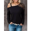 Kadın Tek Omuzu Açık Askılı Dantelli Viskon Bluz