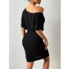 Kadın Tek Omuzu Açık Büzgülü Kısa Sandy Elbise