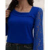 Kadın Uzun Kollu Asimetrik Yakalı Dantelli Ithal Krep Bluz