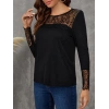 Kadın Uzun Kollu Bisiklet Yaka Dantel Detaylı Burgu Bluz
