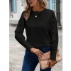 Kadın Uzun Kollu Bisiklet Yaka Kolları çiçekli Waffle Bluz