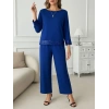 Kadın Uzun Kollu Bisiklet Yaka Pulpayetli Viskon Iki Iplik Bluz Ve Pantolon Ikili Takım