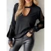 Kadın Uzun Kollu Damla Detaylı Viskon Iki Iplik Bluz