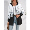 Kadın Uzun Kollu Kapşonlu Fermuarlı çiçekkelebek Desenli şardonlu Dalgıç Ceket