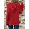 Kadın Uzun Kollu Kapşonlu önü Düğmeli Ve Bağcıklı Waffle Bluz