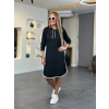 Kadın Uzun Kollu Kapüşon Ve Ribana Detay Diz üstü Elbise
