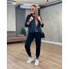 Kadın Uzun Kollu Kapüşonlu Oversize Sweat Ve Pantolon Ikili Takım