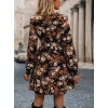 Kadın Uzun Kollu Kruvaze Yaka çiçek Desenli Dalgıç Elbise
