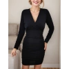 Kadın Uzun Kollu Kruvaze Yaka Sandy Mini Elbise