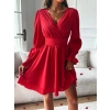 Kadın Uzun Kollu Kruvaze Yakalı Mini Sandy Elbise