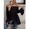 Kadın Uzun Kollu Madonna Yaka Asimetrik Detaylı Kolları Ispanyol Viskon Bluz